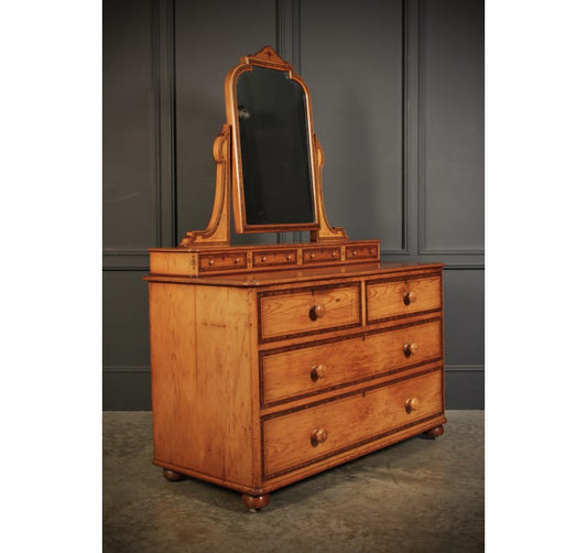 Victorian Stencilled Pine Dressing Table Chest