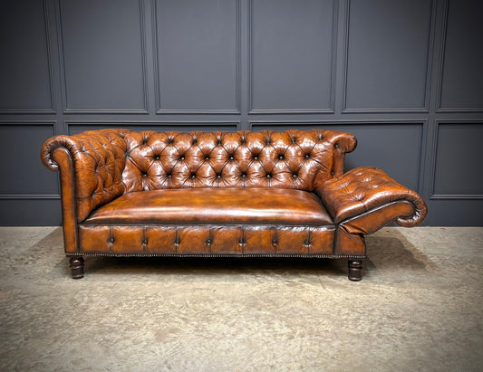 Victorian Buttoned Leather Drop-Arm Chesterfield Sofa