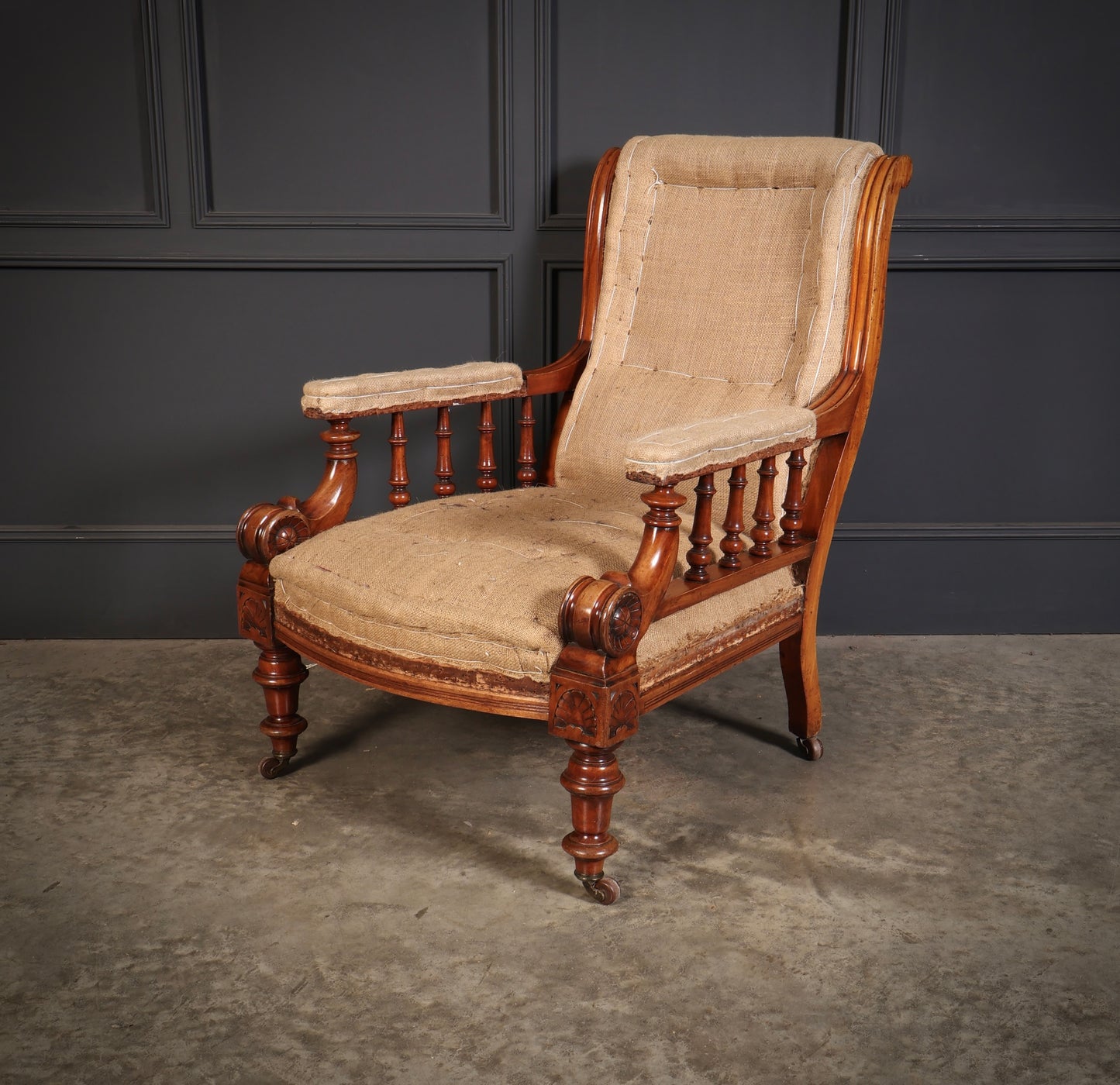 Victorian Walnut Library Armchair