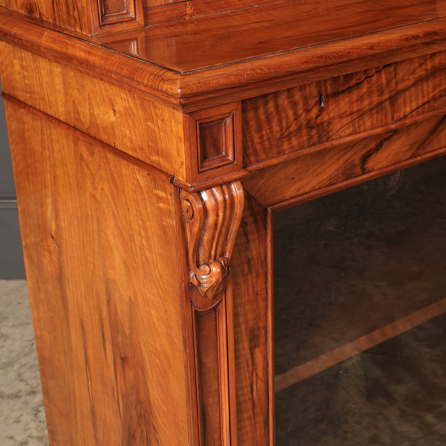 Fine William IV Walnut Glazed Bookcase
