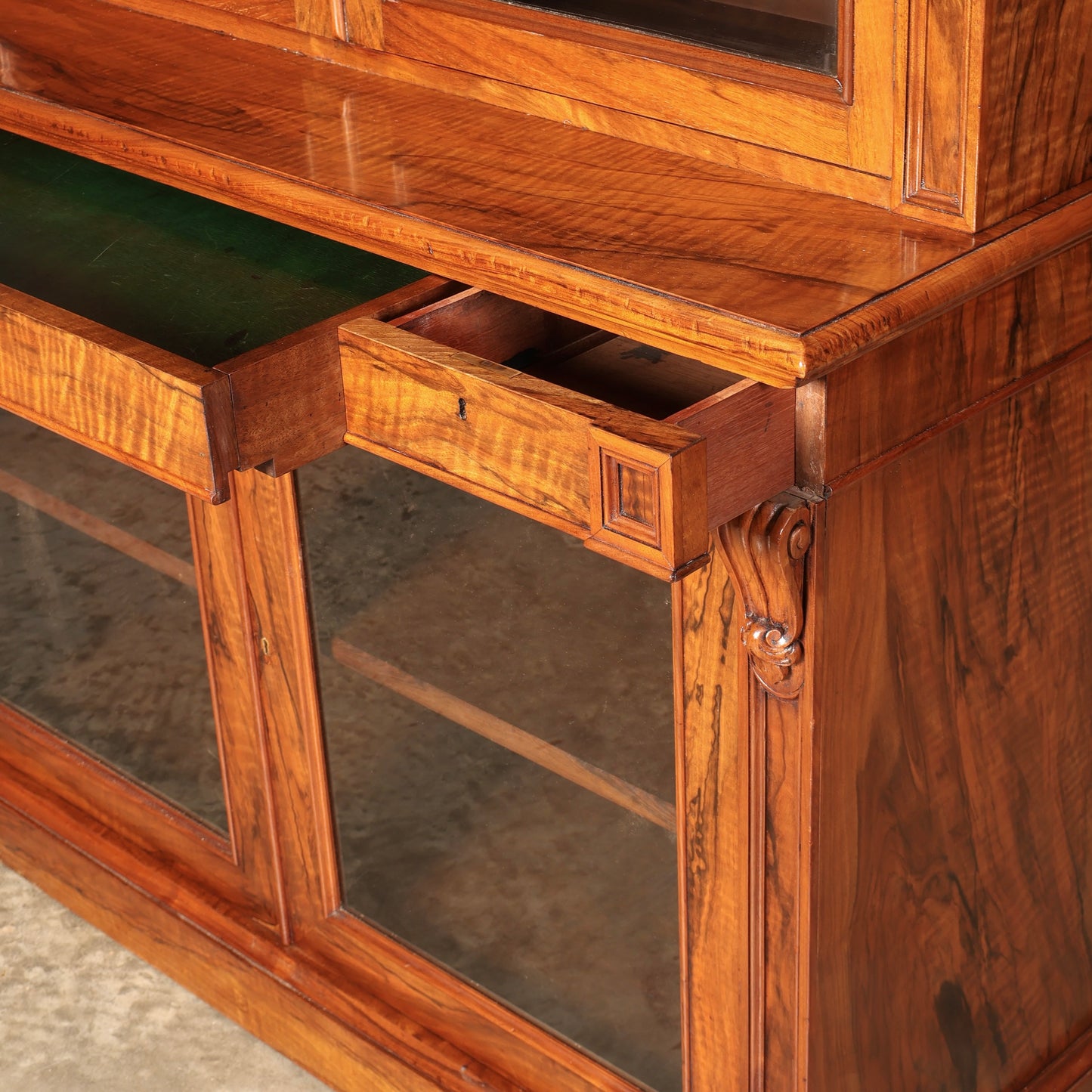 Fine William IV Walnut Glazed Bookcase