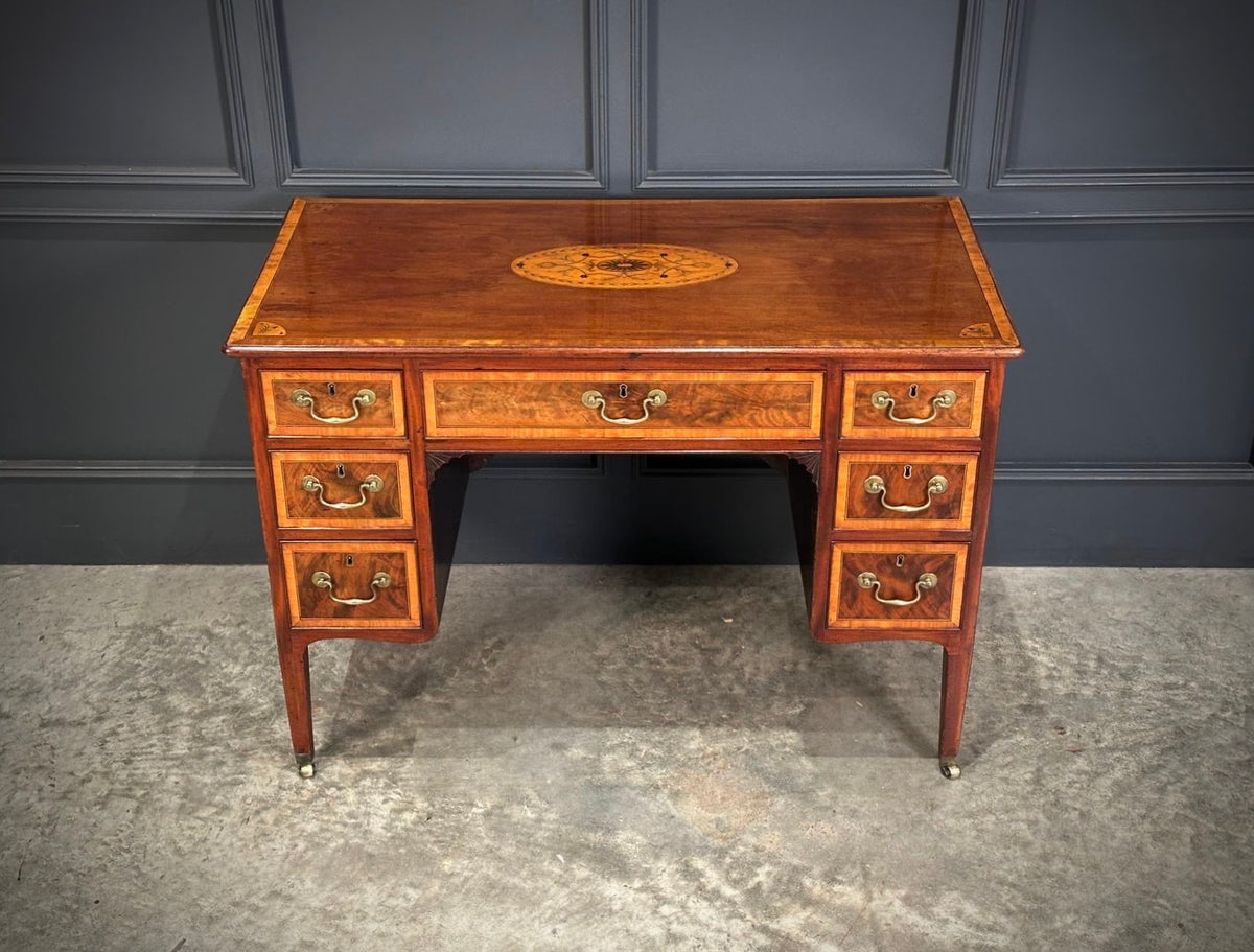 18th Century Marquetry Inlaid Mahogany Writing Desk