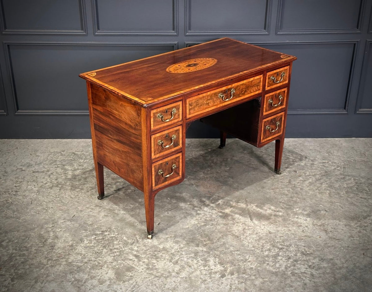 18th Century Marquetry Inlaid Mahogany Writing Desk