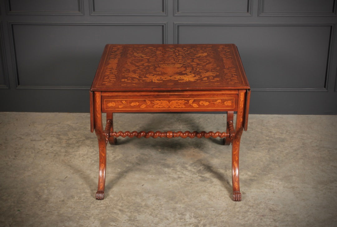 Dutch Marquetry Inlaid Walnut Sofa Table