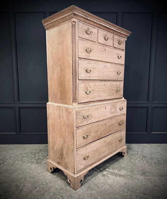Georgian Bleached Oak Chest on Chest