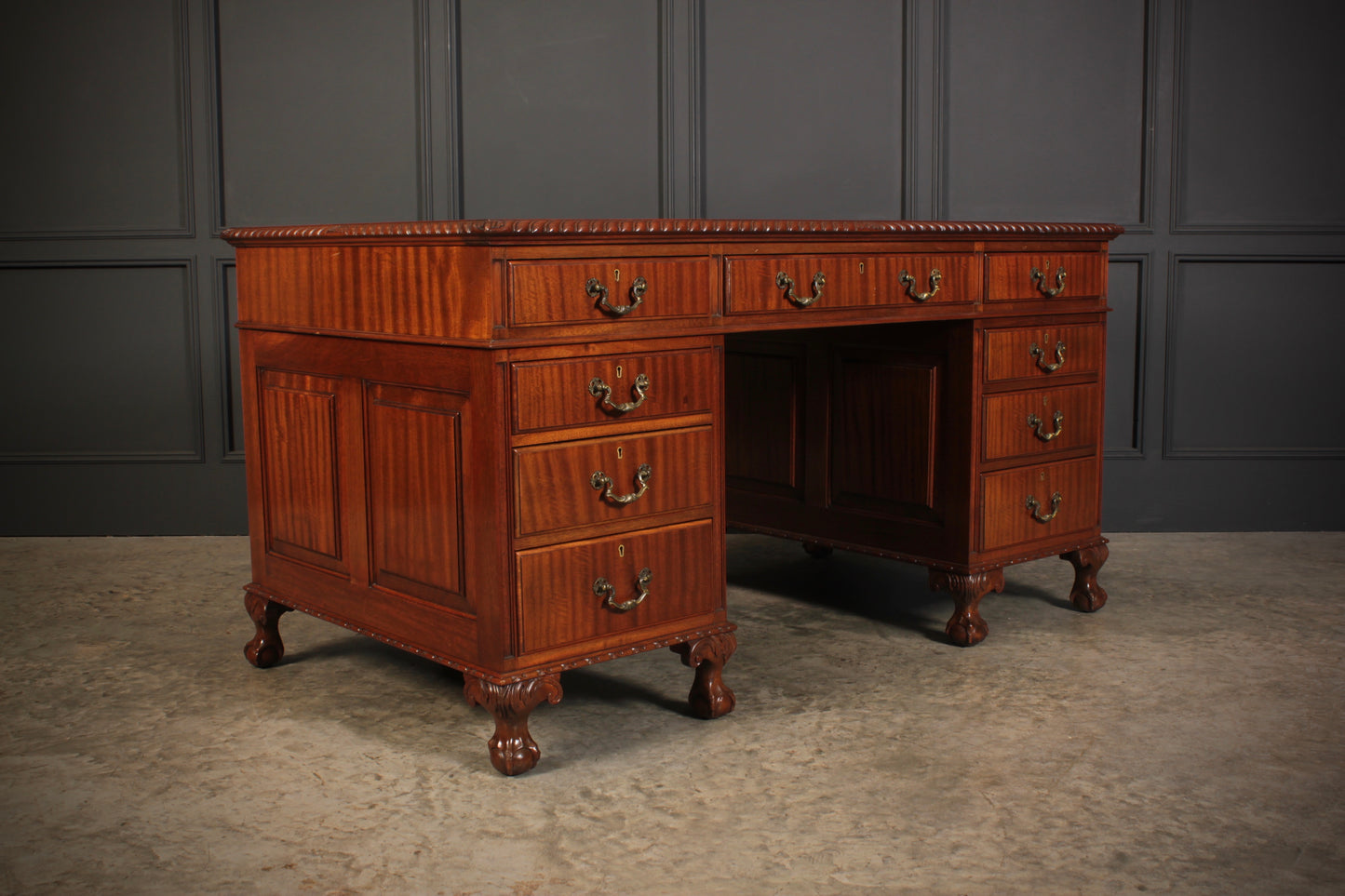 Mahogany & Leather Pedestal Desk