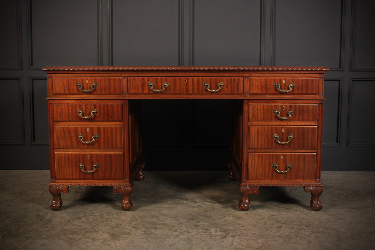 Mahogany & Leather Pedestal Desk