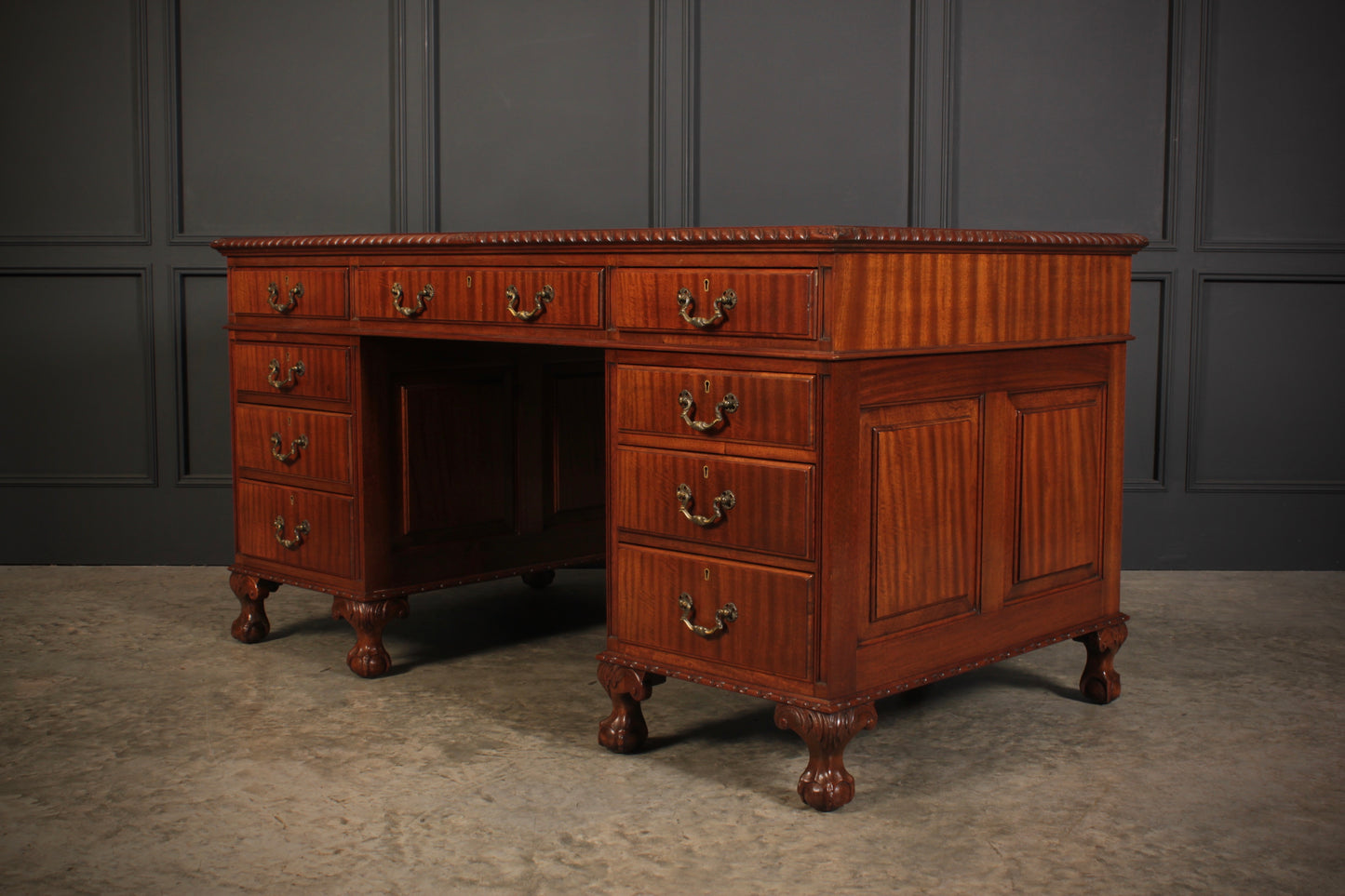 Mahogany & Leather Pedestal Desk