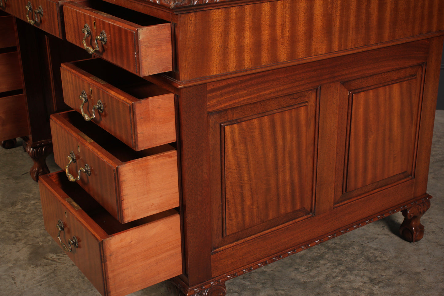 Mahogany & Leather Pedestal Desk