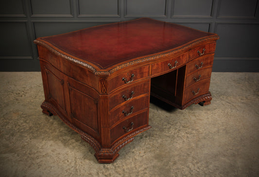 Magnificent Serpentine Mahogany Partners Desk