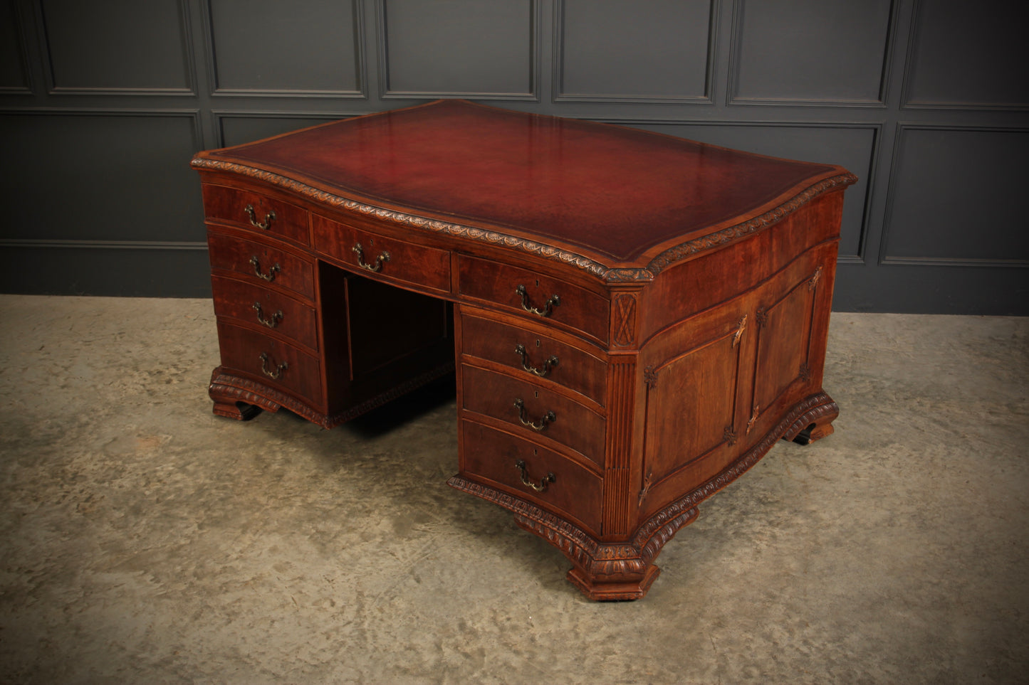 Magnificent Serpentine Mahogany Partners Desk