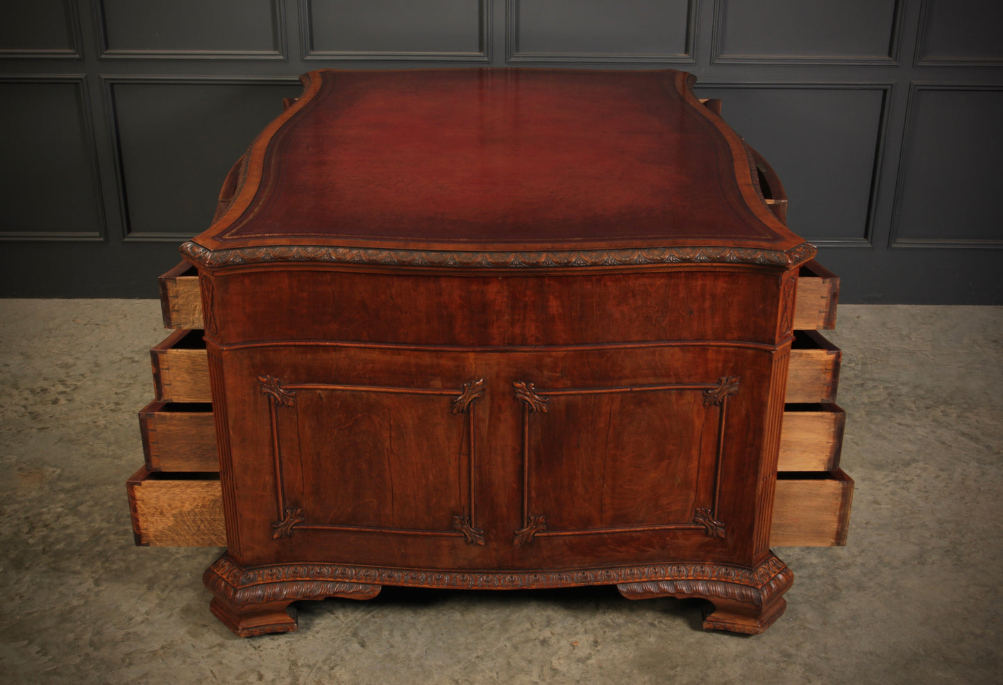Magnificent Serpentine Mahogany Partners Desk