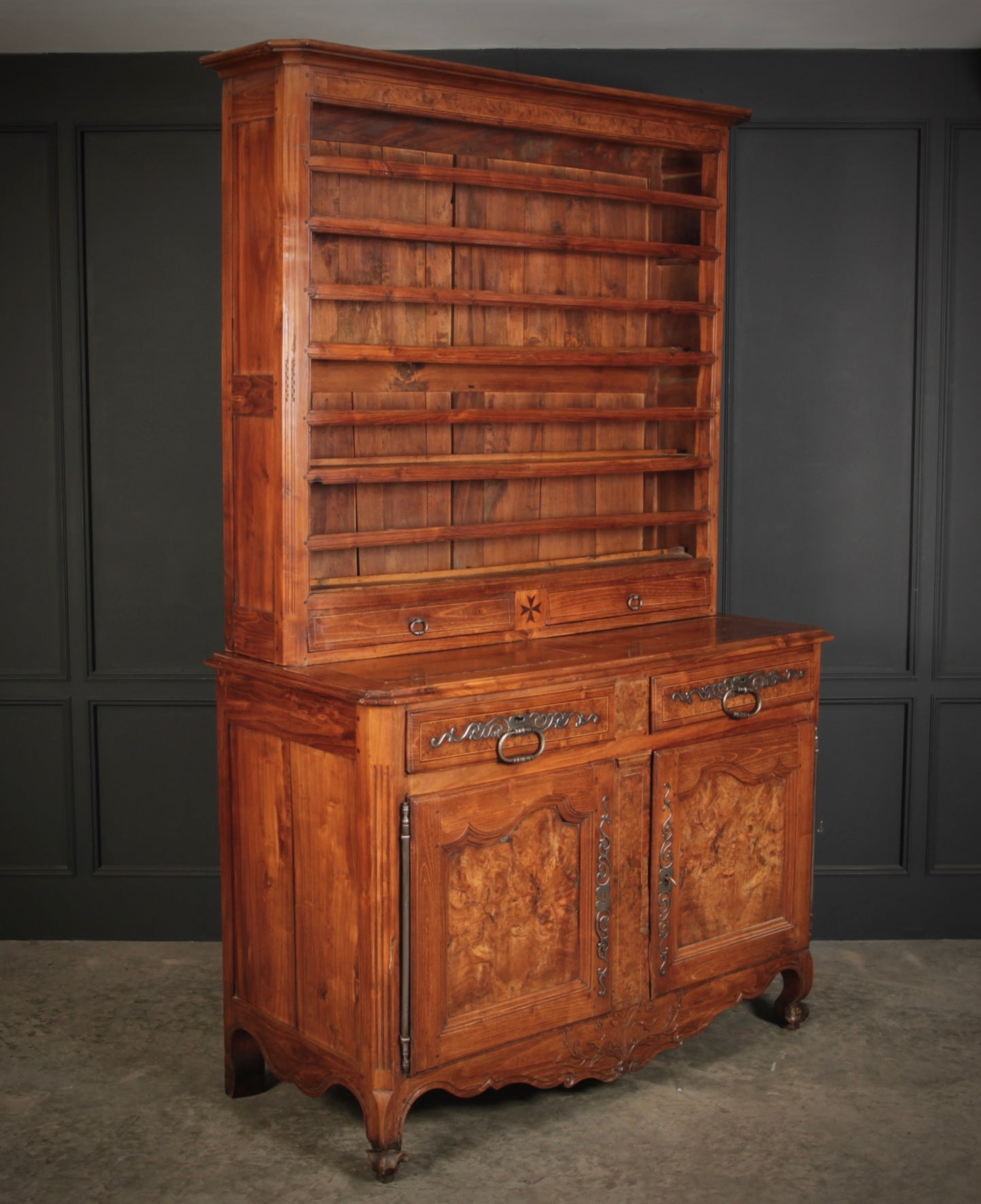 Large 18th Century Cherrywood & Walnut Dresser