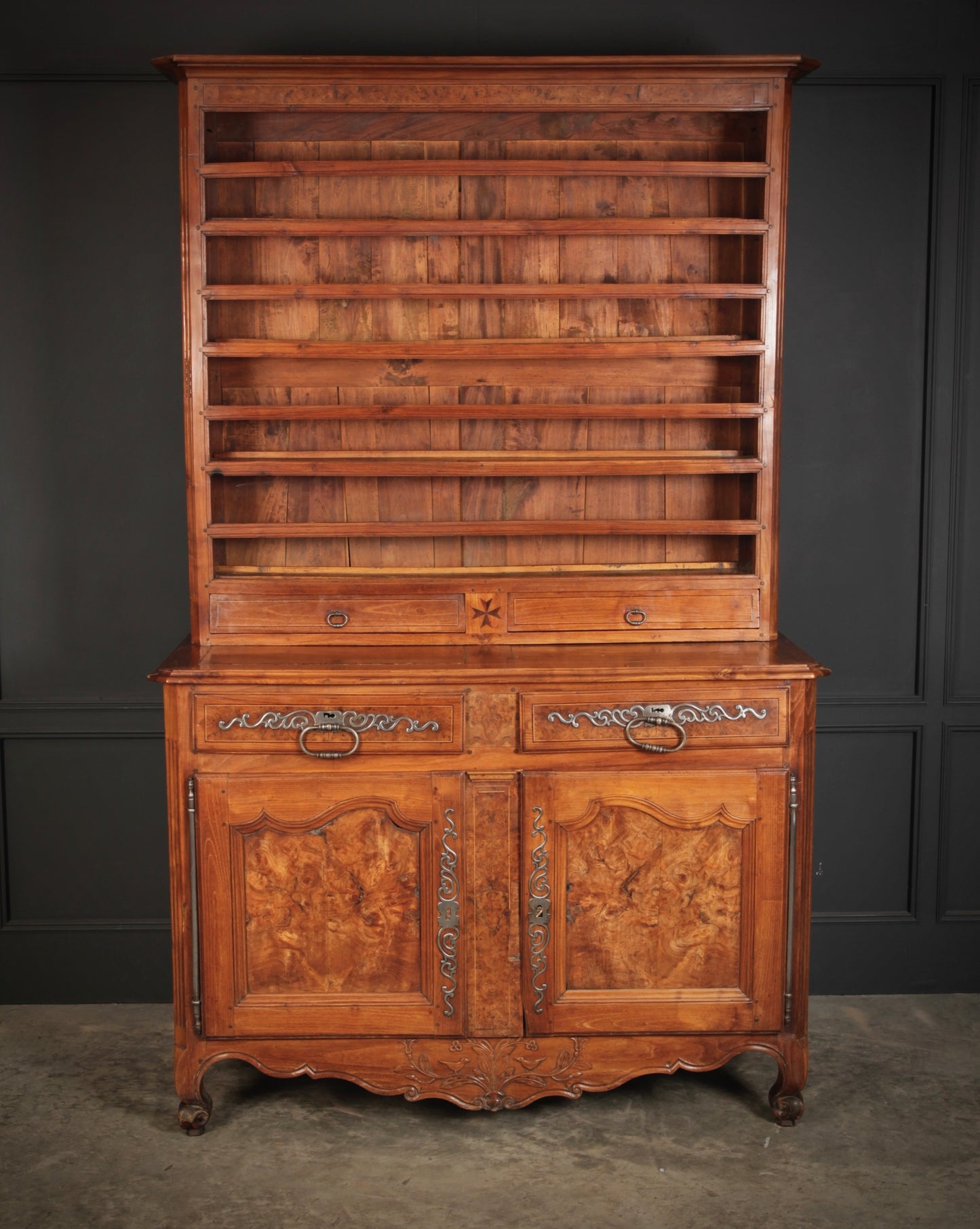 Large 18th Century Cherrywood & Walnut Dresser