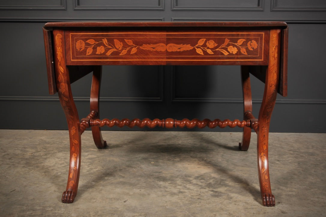 Dutch Marquetry Inlaid Walnut Sofa Table