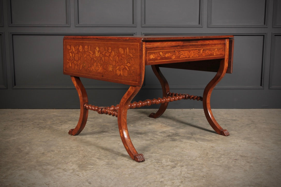 Dutch Marquetry Inlaid Walnut Sofa Table